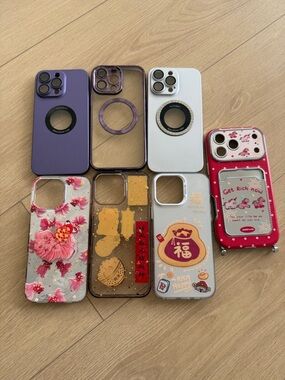 iPhone Case Bundle - Purple, White Decorative Designs with Excellent Condition